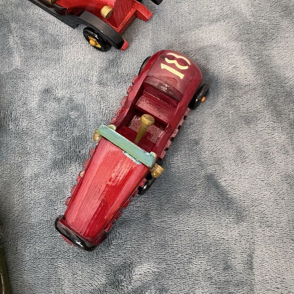 Lot 6 Vintage Handmade Wooden Cars Vehicles Toys Trucks Trains Handmade Painted - Picture 4 of 16